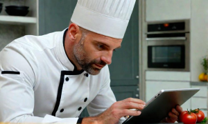Self-paced online food manager training course on tablet and phone with AI study tools