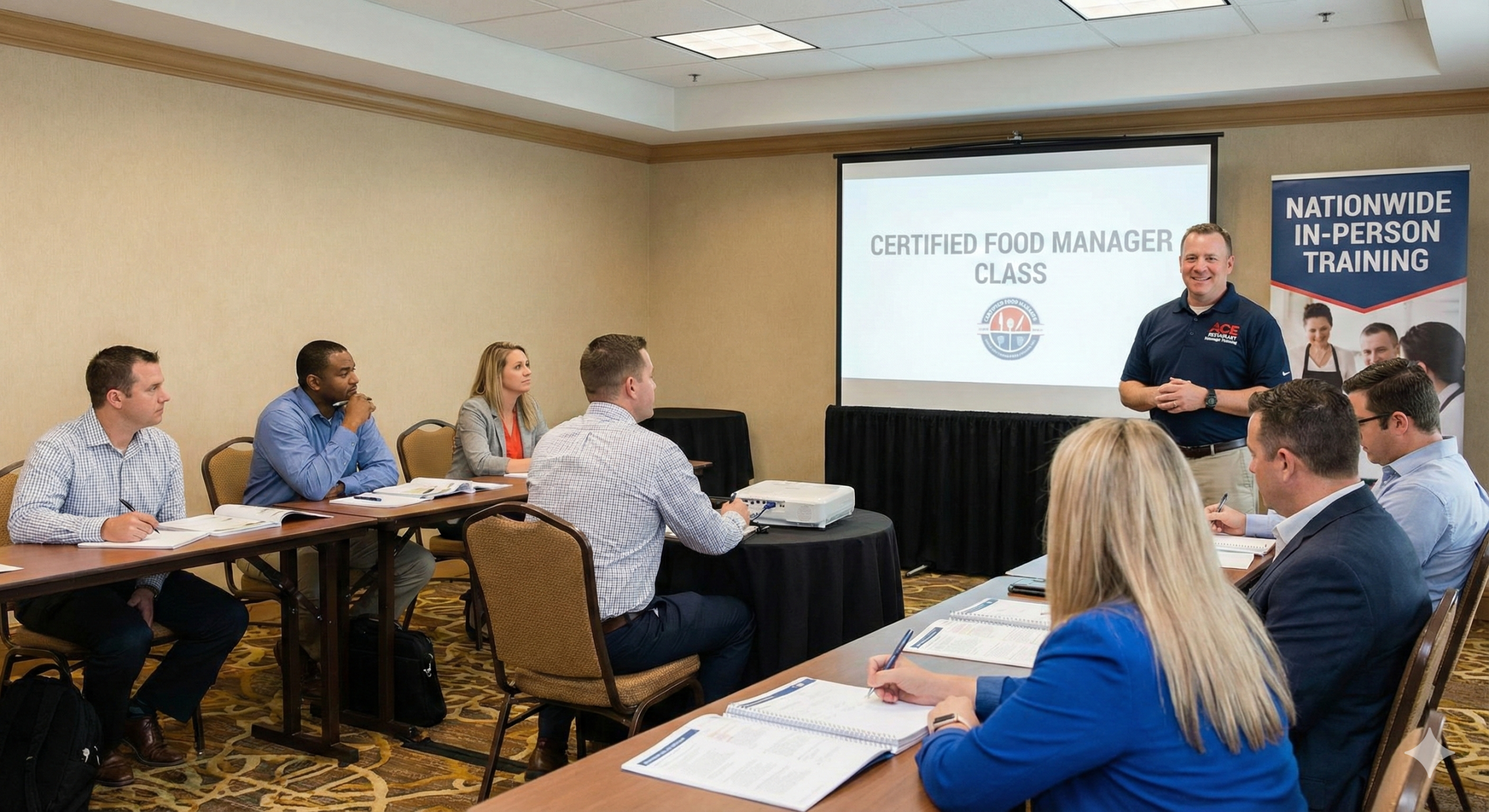 Live in-person instructor-led Certified Food Manager (CFPM) training class and FMC exam administration