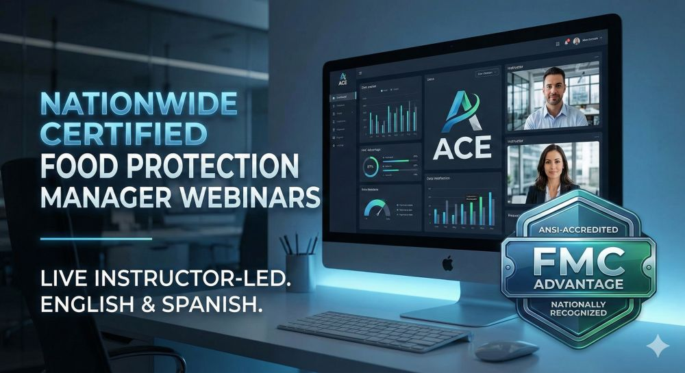 View our upcoming Food Manager Certification schedule. Featuring our new 2-Hour Speed Classes for fast renewal. Book your webinar today.